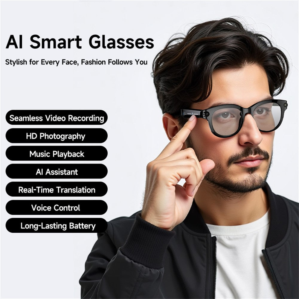 AI Smart Glasses with HD Camera & Real-Time Translation — Bluetooth Calling & Music