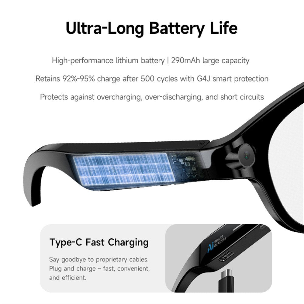 AI Smart Glasses with HD Camera & Real-Time Translation — Bluetooth Calling & Music