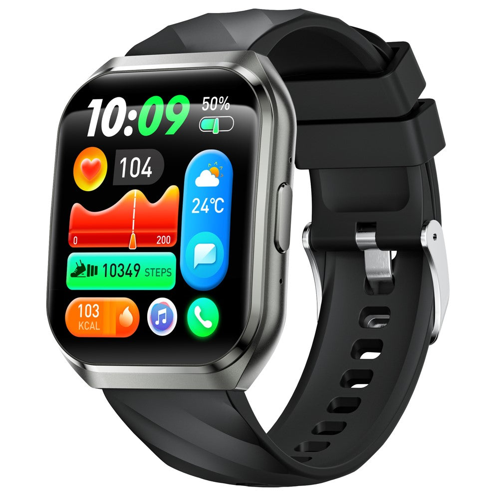 MT66 Silicone Strap Smart Watch 1.83 Inch IPS Screen Fitness Tracker IP68 Waterproof Heart Rate Monitor