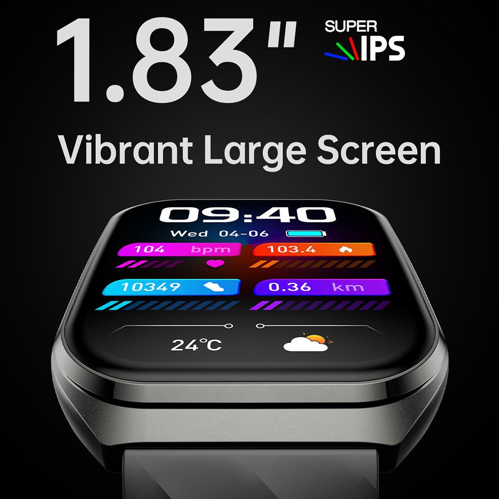 MT66 Silicone Strap Smart Watch 1.83 Inch IPS Screen Fitness Tracker IP68 Waterproof Heart Rate Monitor