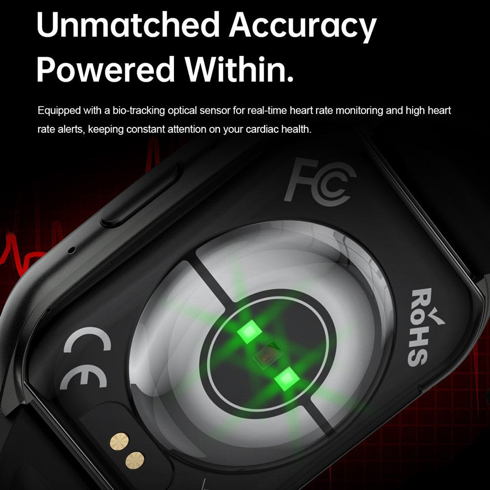MT66 Silicone Strap Smart Watch 1.83 Inch IPS Screen Fitness Tracker IP68 Waterproof Heart Rate Monitor
