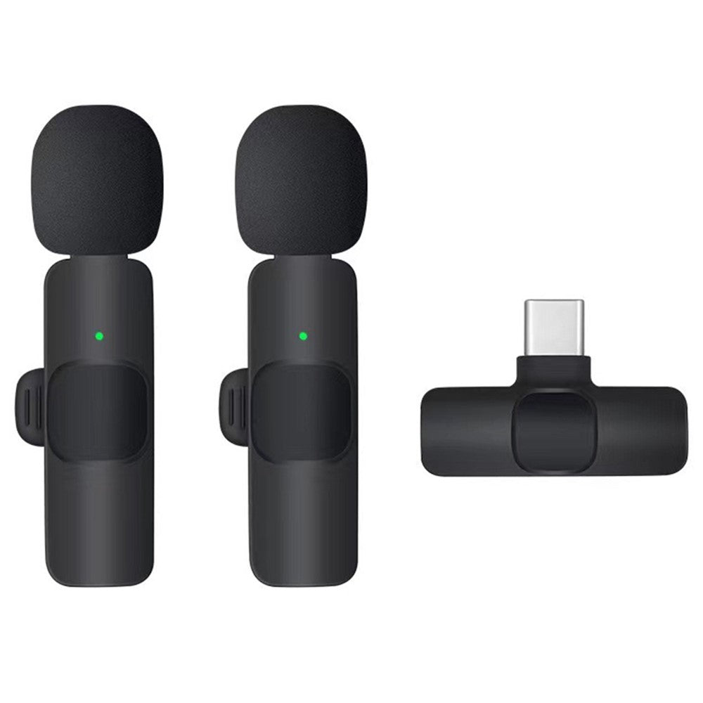 K1 Live Broadcast Lavalier Microphone 2 Noise Reduction Wireless Mic with Type-C Receiver