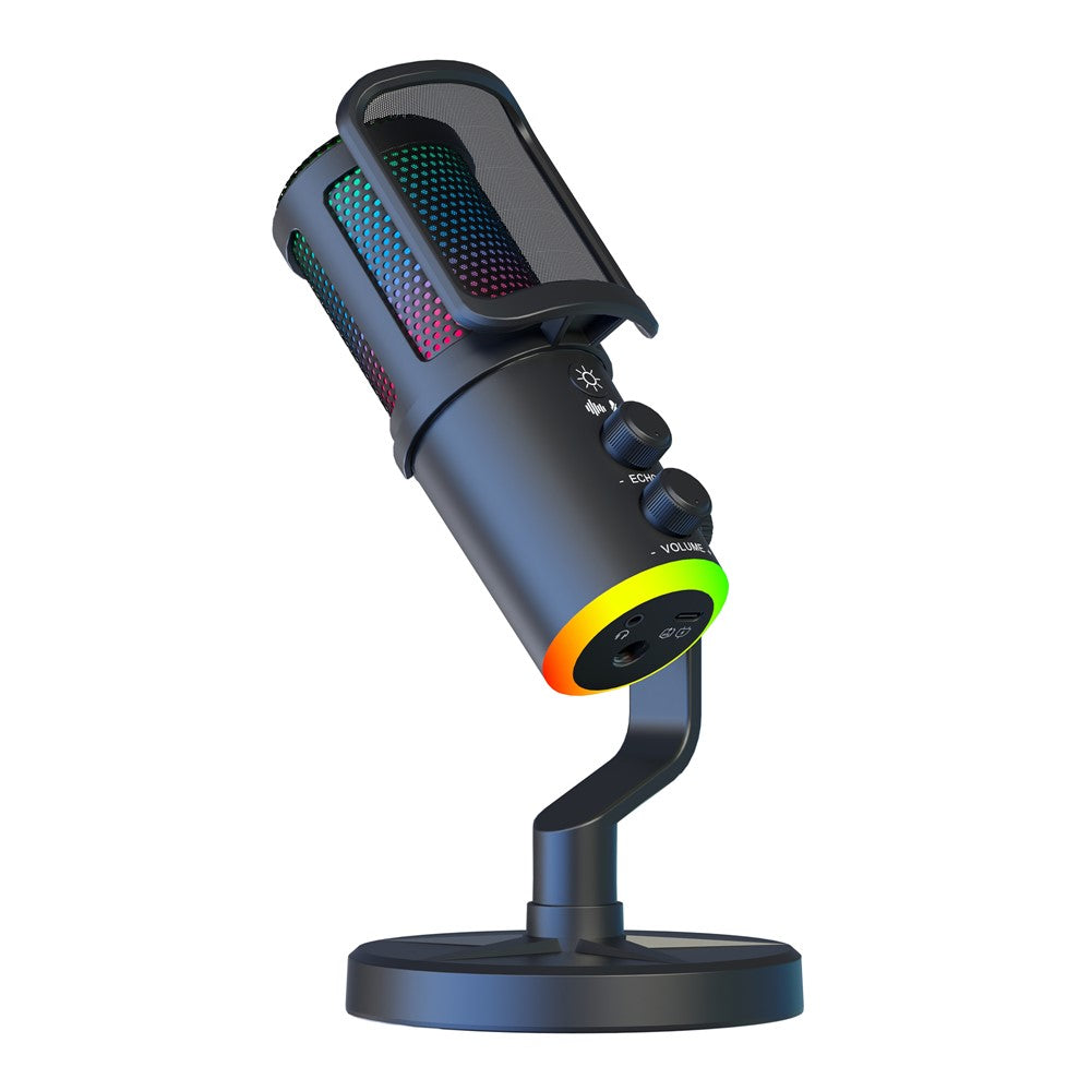 SU9 RGB Gaming USB Microphone Desktop Recording Mic with Pop Filter Mesh