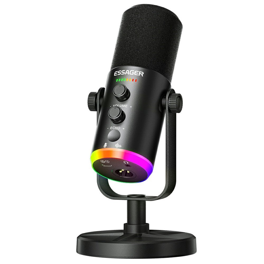 ESSAGER ABS Desktop Microphone with XLR  /  Type-C  /  3.5mm Interface and 1.8m Cable DSP Noise Reduction