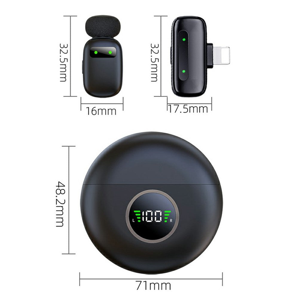 K20 8-Pin Interface Wireless Lavalier Microphone Smart Noise Cancelling Mini Clip-On Mic for Live Streaming
