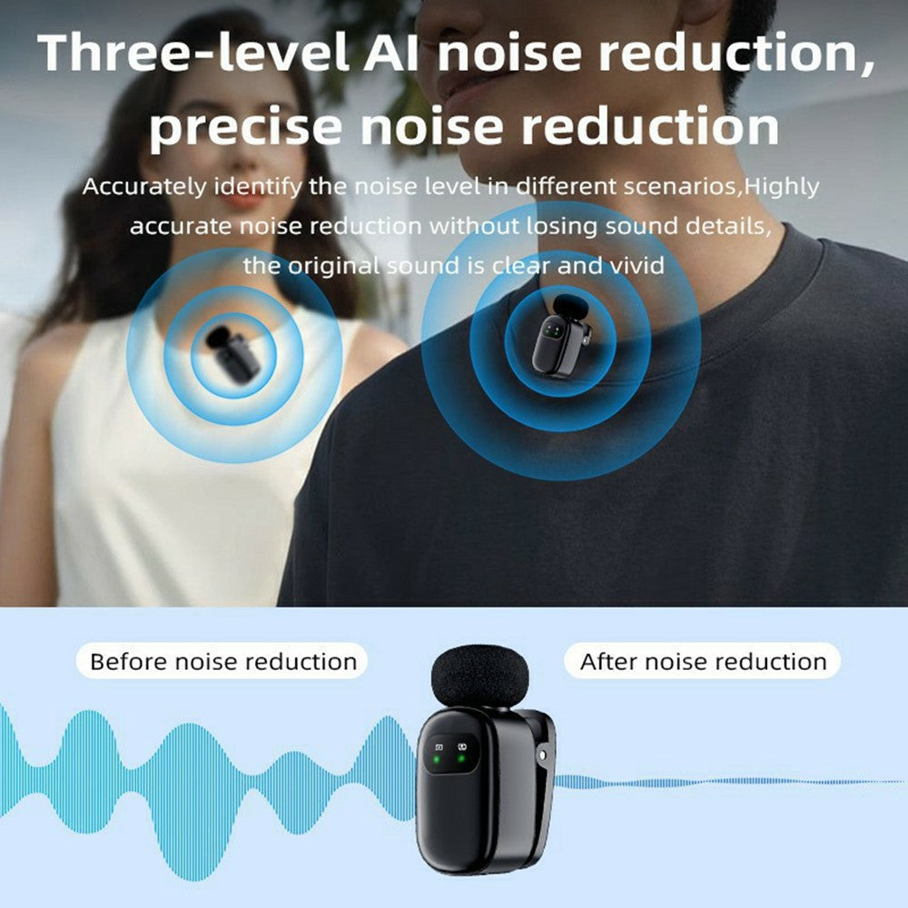 K21 Wireless Lavalier Microphone Set with iP Receiver, Noise Reduction Mini Mic for Smartphone Video Recording / Live Streaming / Vlogging