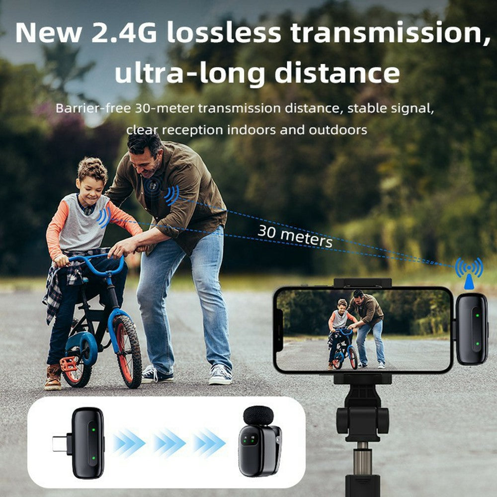 K21 Wireless Lavalier Microphone Set with iP Receiver, Noise Reduction Mini Mic for Smartphone Video Recording / Live Streaming / Vlogging