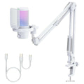 FEELWORLD VM1-AS-W USB Gaming Microphone Noise Reduction RGB Lighting Mic for Live Streaming