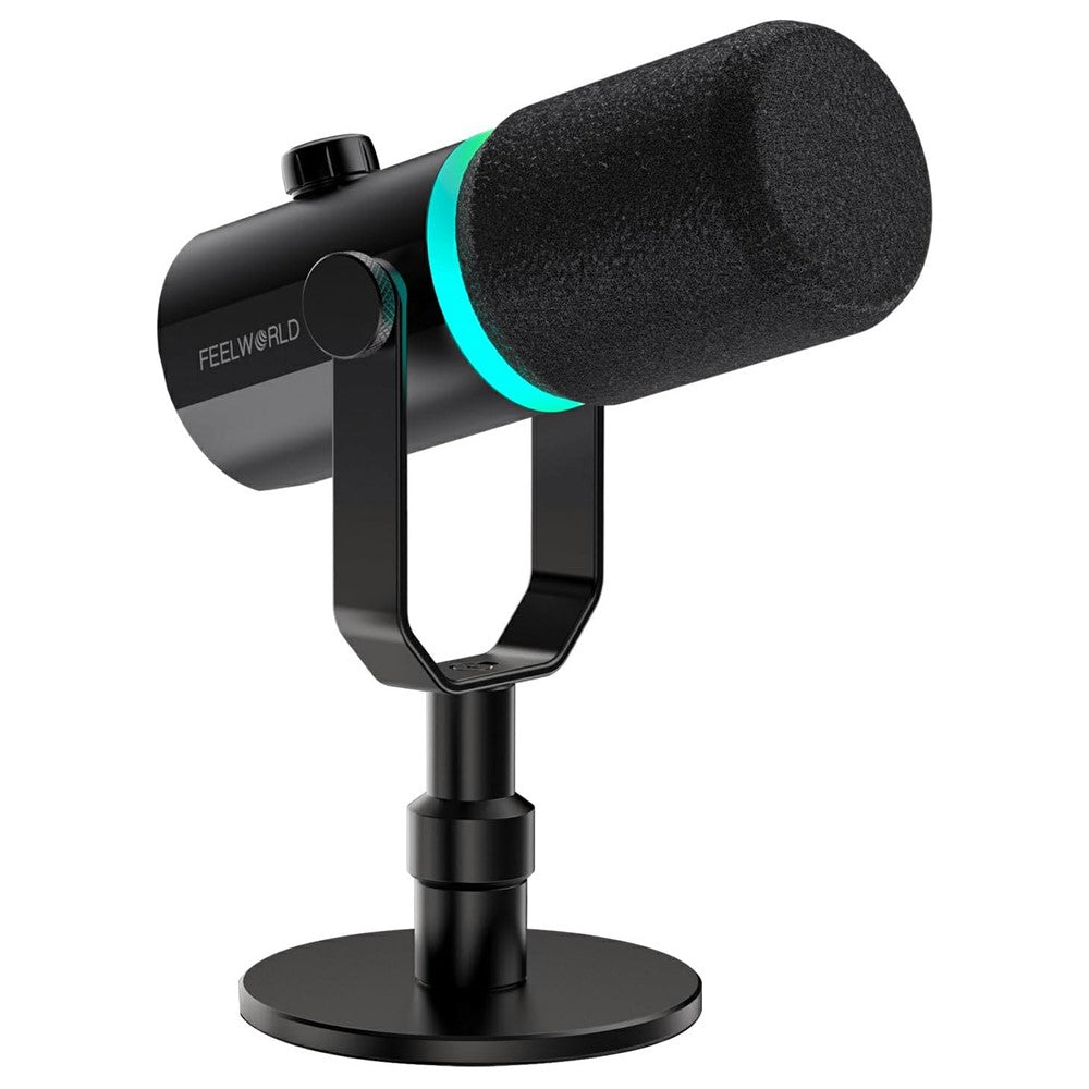FEELWORLD PM1-XS Dynamic Microphone with Stand XLR  /  USB Dual Output Desktop Mic for Recording  /  Gaming  /  Streaming