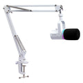 FEELWORLD PM1-AS-W Dynamic Microphone with Boom Arm Stand XLR / USB Dual Output for Podcast Recording / Gaming / Live Streaming