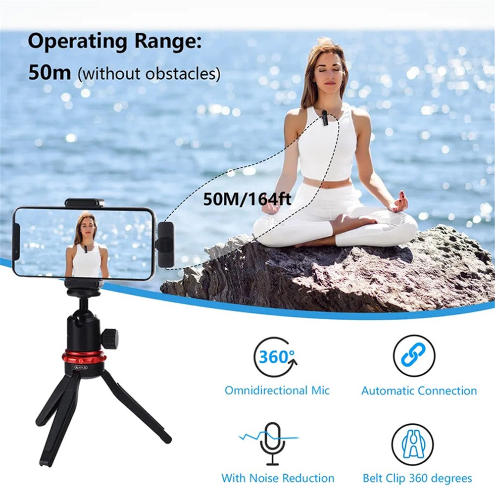 BOYA BY-V20 2.4Ghz Wireless Lavalier Microphones USB-C Mini Video Recording Mic with 2 Transmitters + 1 Receiver