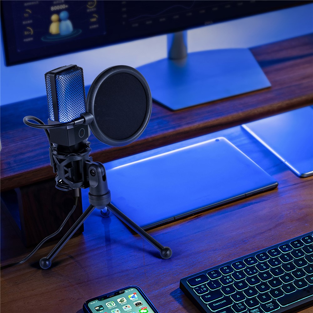 YANMAI X1R RGB Light USB Wired Microphone Recording E-sports Game Desktop Condenser Mic