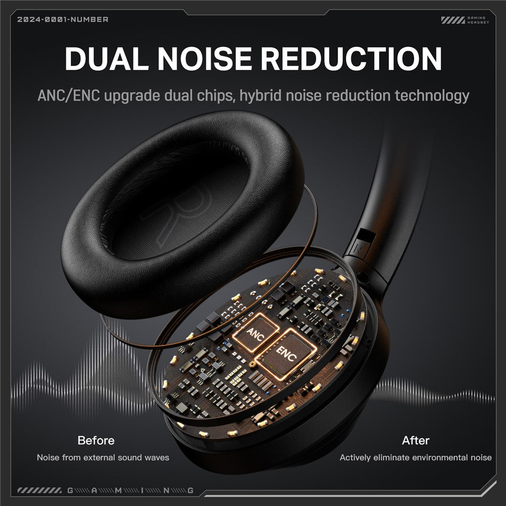 ONIKUMA GT811 ANC+ENC Noise Cancellation Headphones Bluetooth-compatible / Wired Dual Mode Headset