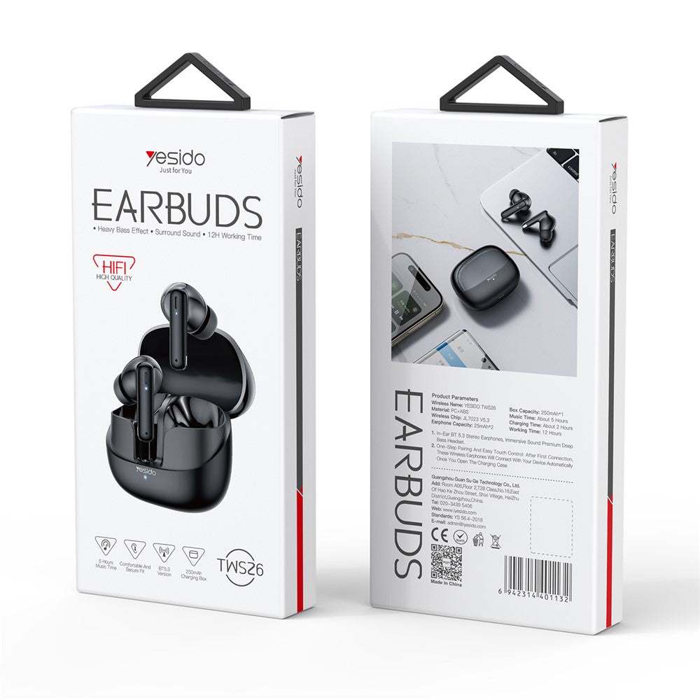 YESIDO TWS26 Deep Bass In-Ear Headphones TWS Bluetooth-compatible 5.3 Earbuds