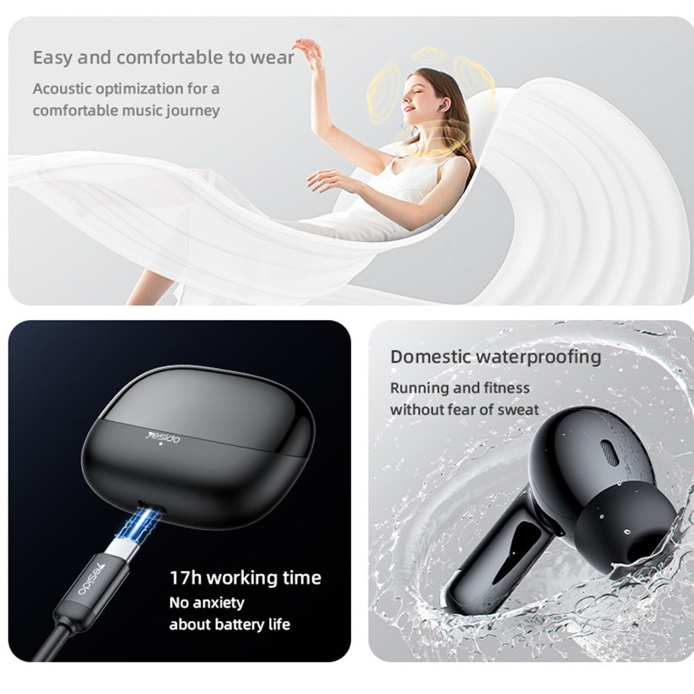 YESIDO TWS26 Deep Bass In-Ear Headphones TWS Bluetooth-compatible 5.3 Earbuds