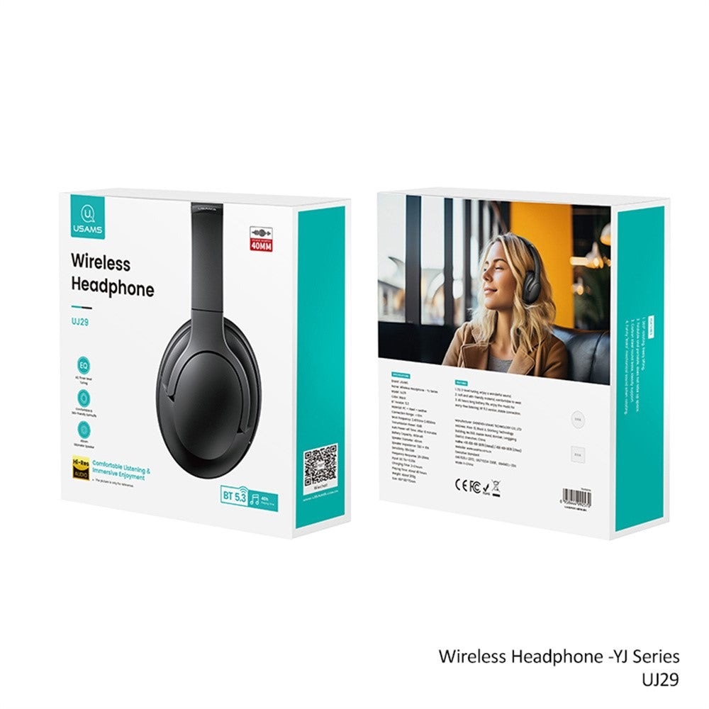 USAMS UJ29 Bluetooth-compatible Headphones Over Ear, 3 EQ Music Modes Wireless Headset