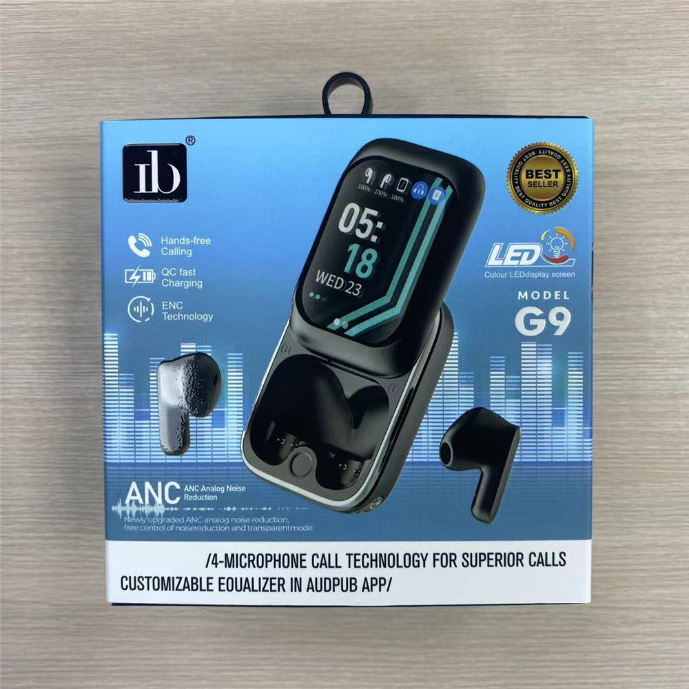 H8 TWS Wireless Headphones with Color Display Sliding Cover Noise Reduction Bluetooth-compatible Earbuds