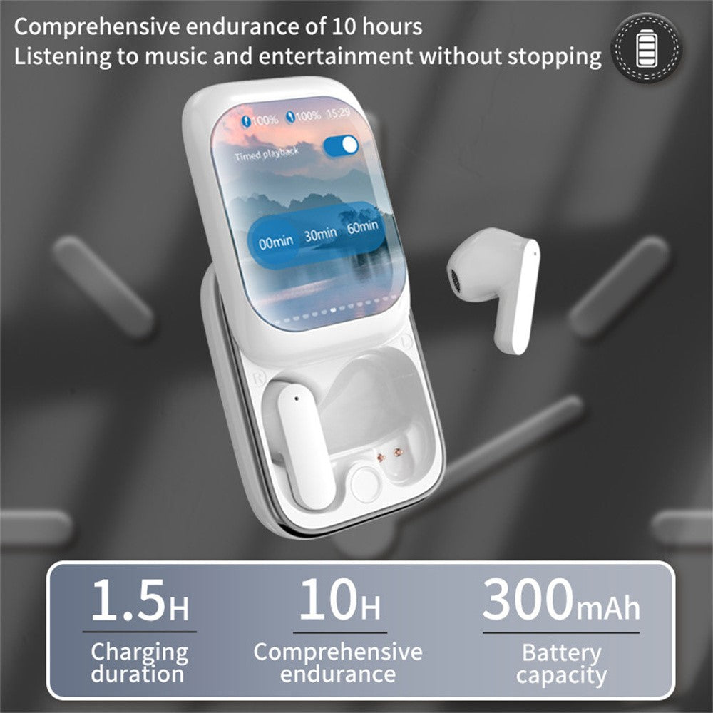 H8 TWS Wireless Headphones with Color Display Sliding Cover Noise Reduction Bluetooth-compatible Earbuds