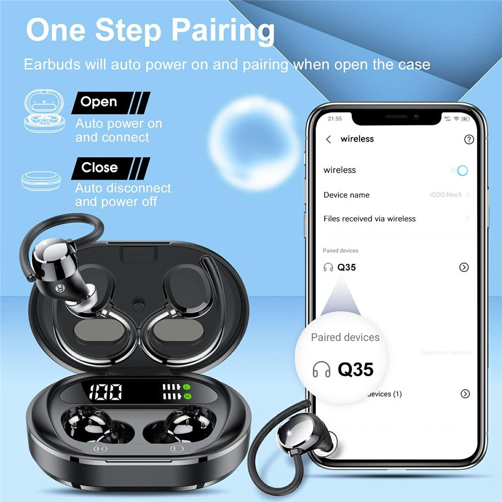 Q35 1 Pair Ear-Hook Headphones Wireless Earbuds Sport Business Headset High Definition Sound Comfortable Wear