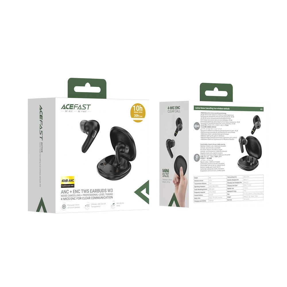 ACEFAST W3 TWS Bluetooth-Compatible Earbuds Active Noise Cancelling Wireless In-Ear Headset