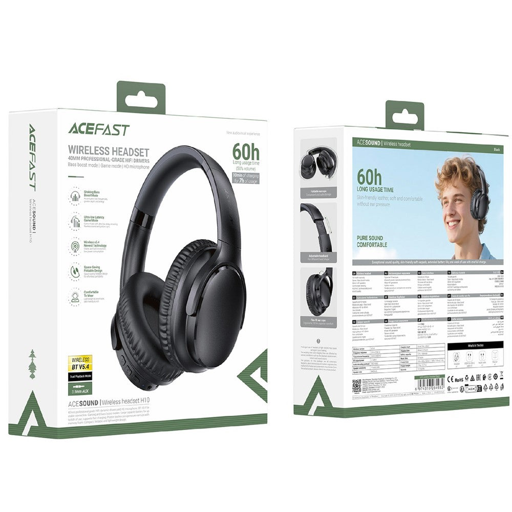 ACEFAST H10 Wireless Headphones Low Latency Gaming Mode Bluetooth-Compatible Headset