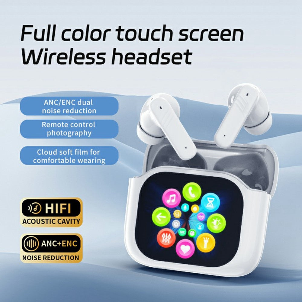 LX50 Bluetooth-Compatible Earphones In Ear ANC Noise Cancelling Headset with Touch Control Color Screen Charging Case