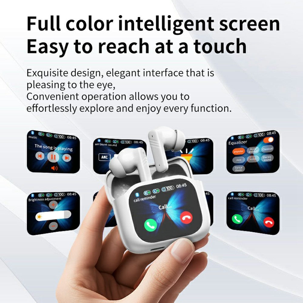 LX50 Bluetooth-Compatible Earphones In Ear ANC Noise Cancelling Headset with Touch Control Color Screen Charging Case