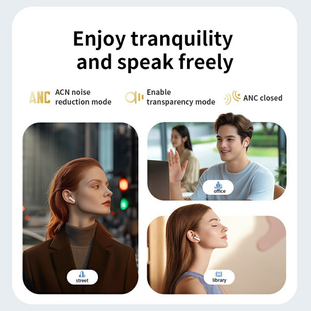 LX50 Bluetooth-Compatible Earphones In Ear ANC Noise Cancelling Headset with Touch Control Color Screen Charging Case