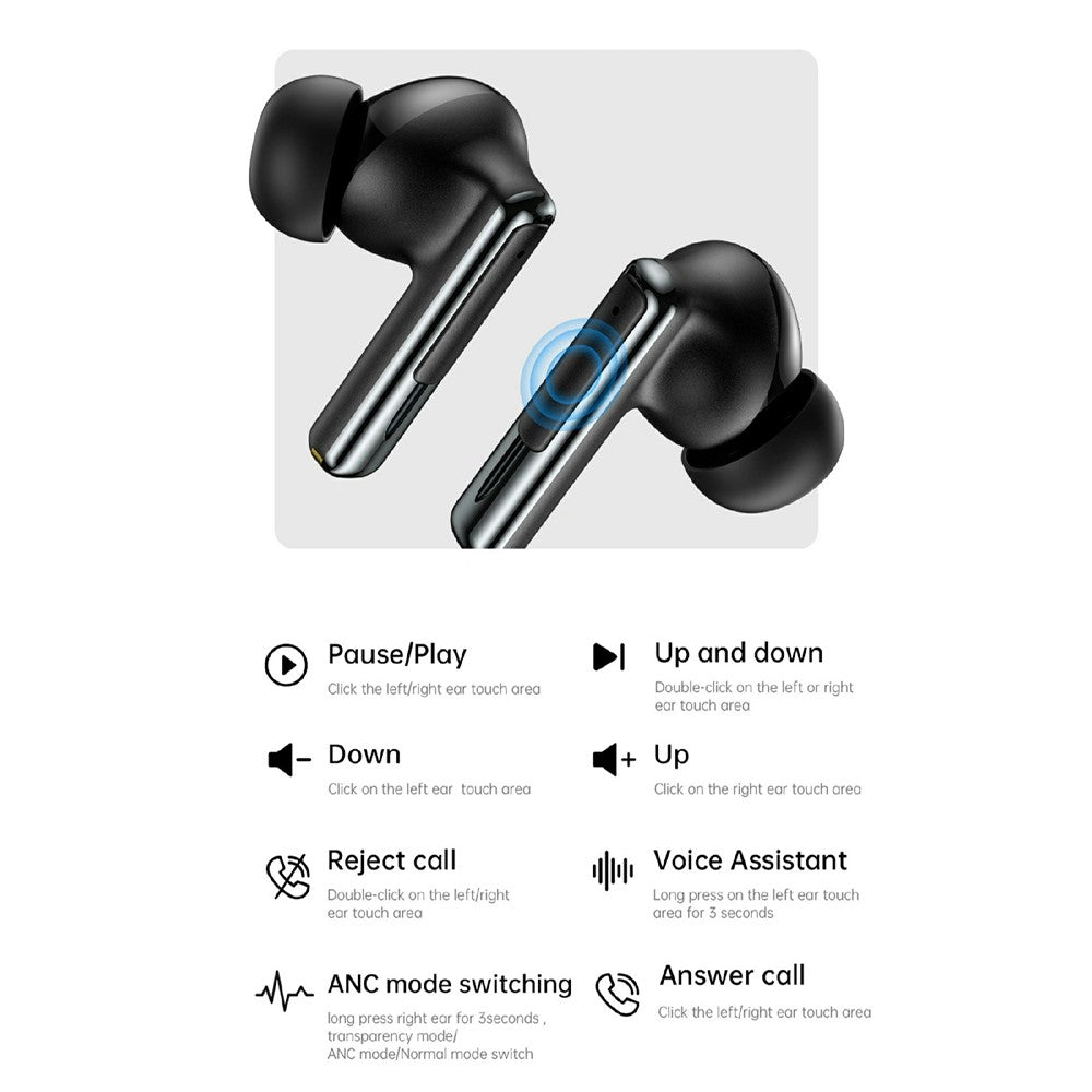 WIWU T33 ANC Pro IPX4 Waterproof Music Headphones Noise Cancellation Wireless Bluetooth-compatible Earbuds
