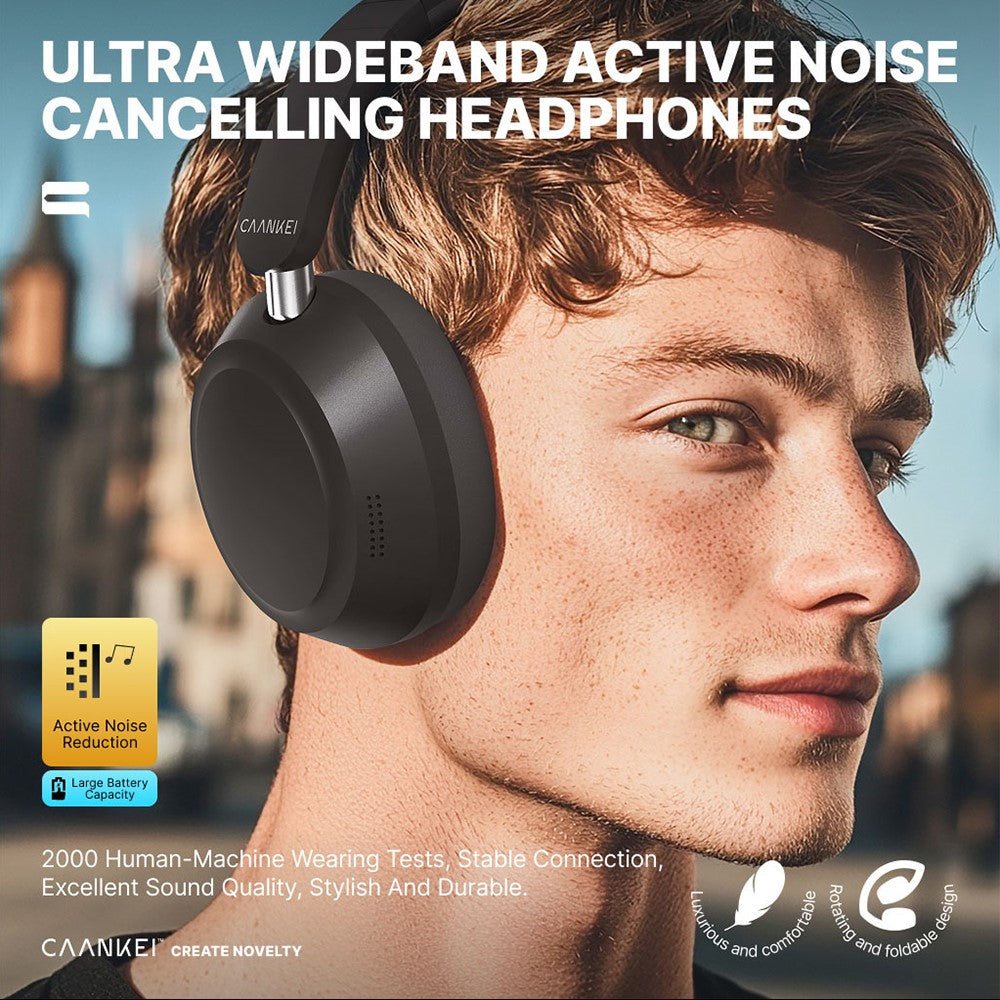 CAANKEI Wireless Headphones Active Noise Cancelling Bluetooth-Compatible Headset Over-Ear