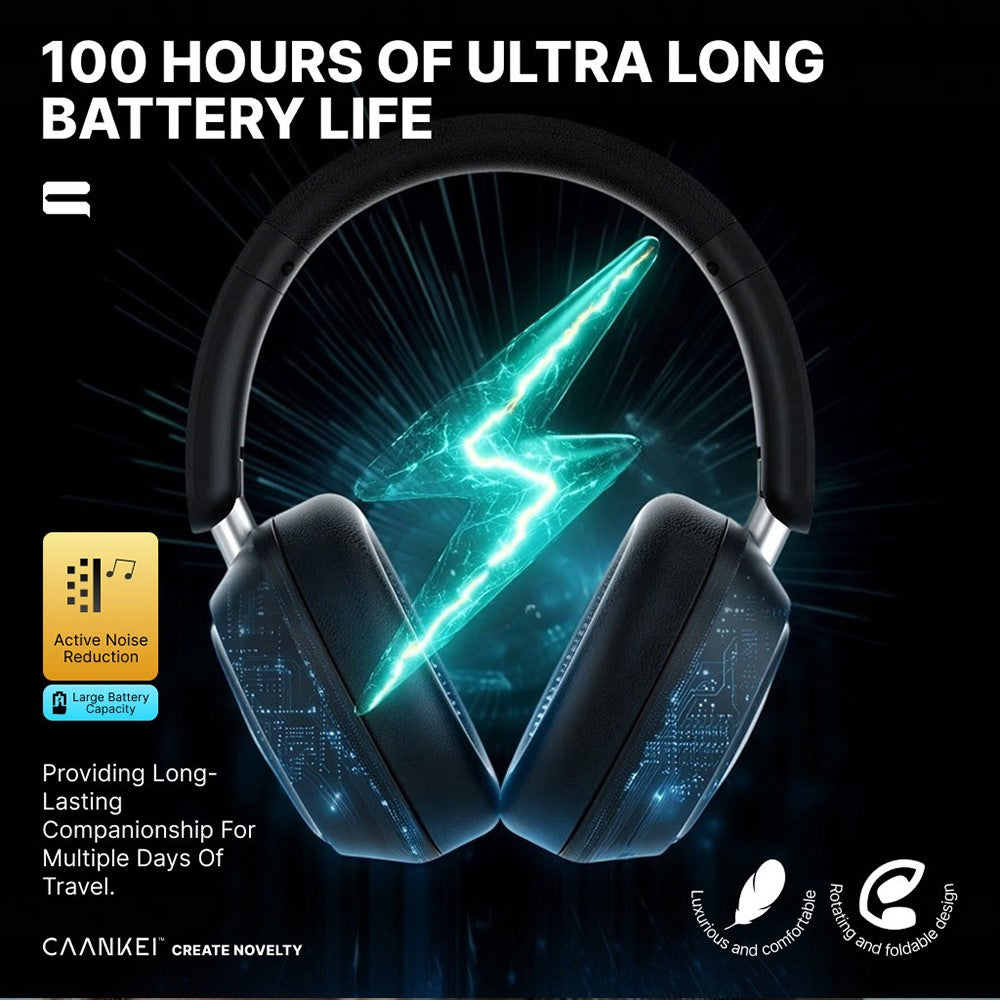 CAANKEI Wireless Headphones Active Noise Cancelling Bluetooth-Compatible Headset Over-Ear