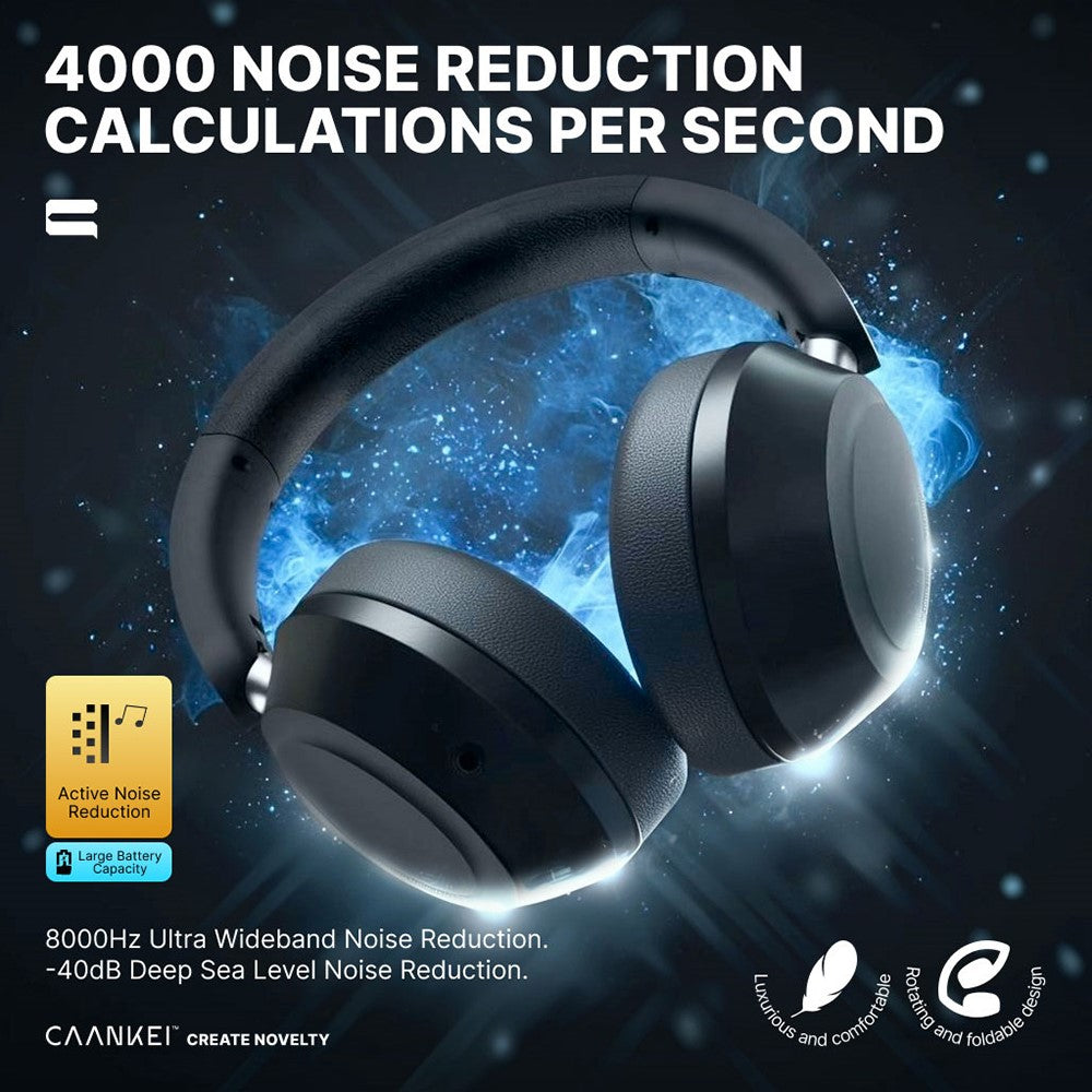 CAANKEI Wireless Headphones Active Noise Cancelling Bluetooth-Compatible Headset Over-Ear