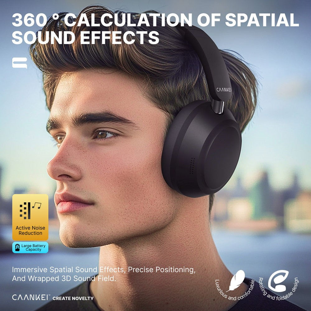 CAANKEI Wireless Headphones Active Noise Cancelling Bluetooth-Compatible Headset Over-Ear