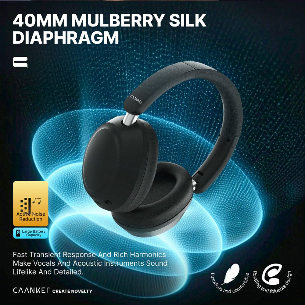 CAANKEI Wireless Headphones Active Noise Cancelling Bluetooth-Compatible Headset Over-Ear