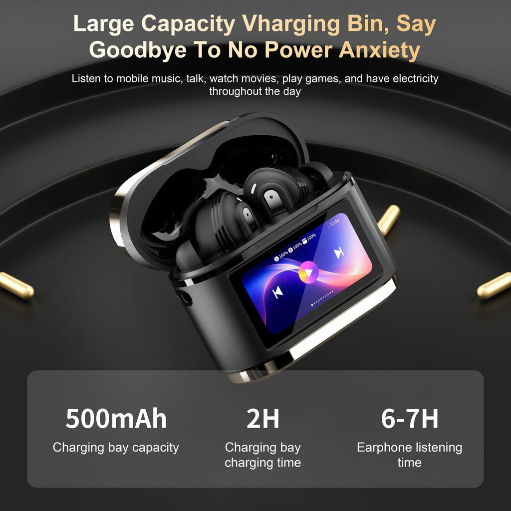 BD2 TWS Bluetooth-compatible Earbuds ANC Noise Cancelling In Ear Wireless Earbuds with LED Touch Display Charging Case