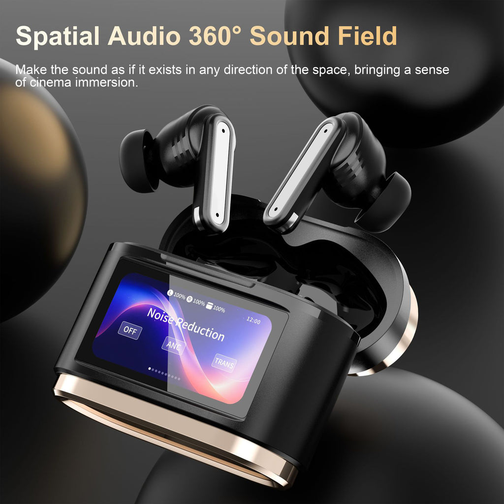 BD2 TWS Bluetooth-compatible Earbuds ANC Noise Cancelling In Ear Wireless Earbuds with LED Touch Display Charging Case