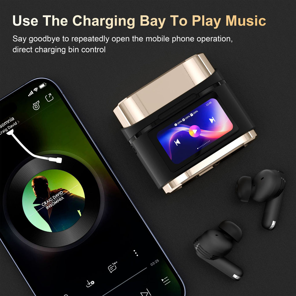 BD2 TWS Bluetooth-compatible Earbuds ANC Noise Cancelling In Ear Wireless Earbuds with LED Touch Display Charging Case