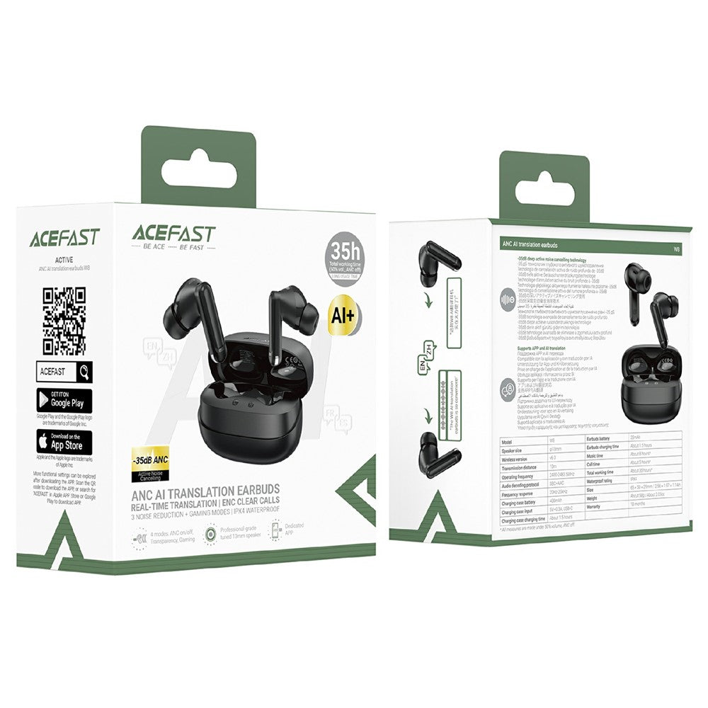 ACEFAST W8 ANC AI Translation Earbuds BT 6.0 Wireless Earphones Support ANC + ENC Noise Reduction