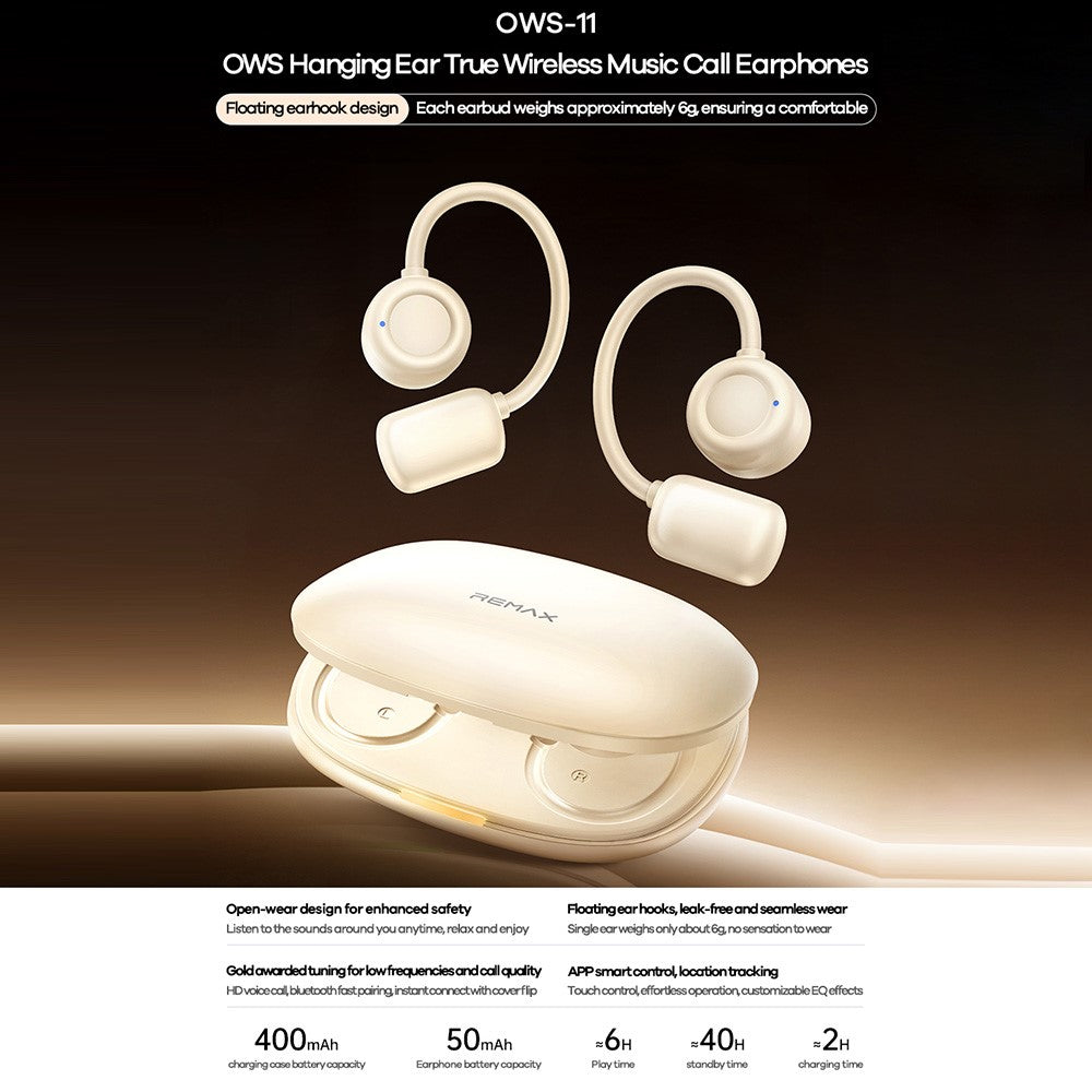 REMAX OWS-11 OWS Hanging Ear Earbuds Noise Reduction Touch Control Bluetooth-compatible Sports Earbuds