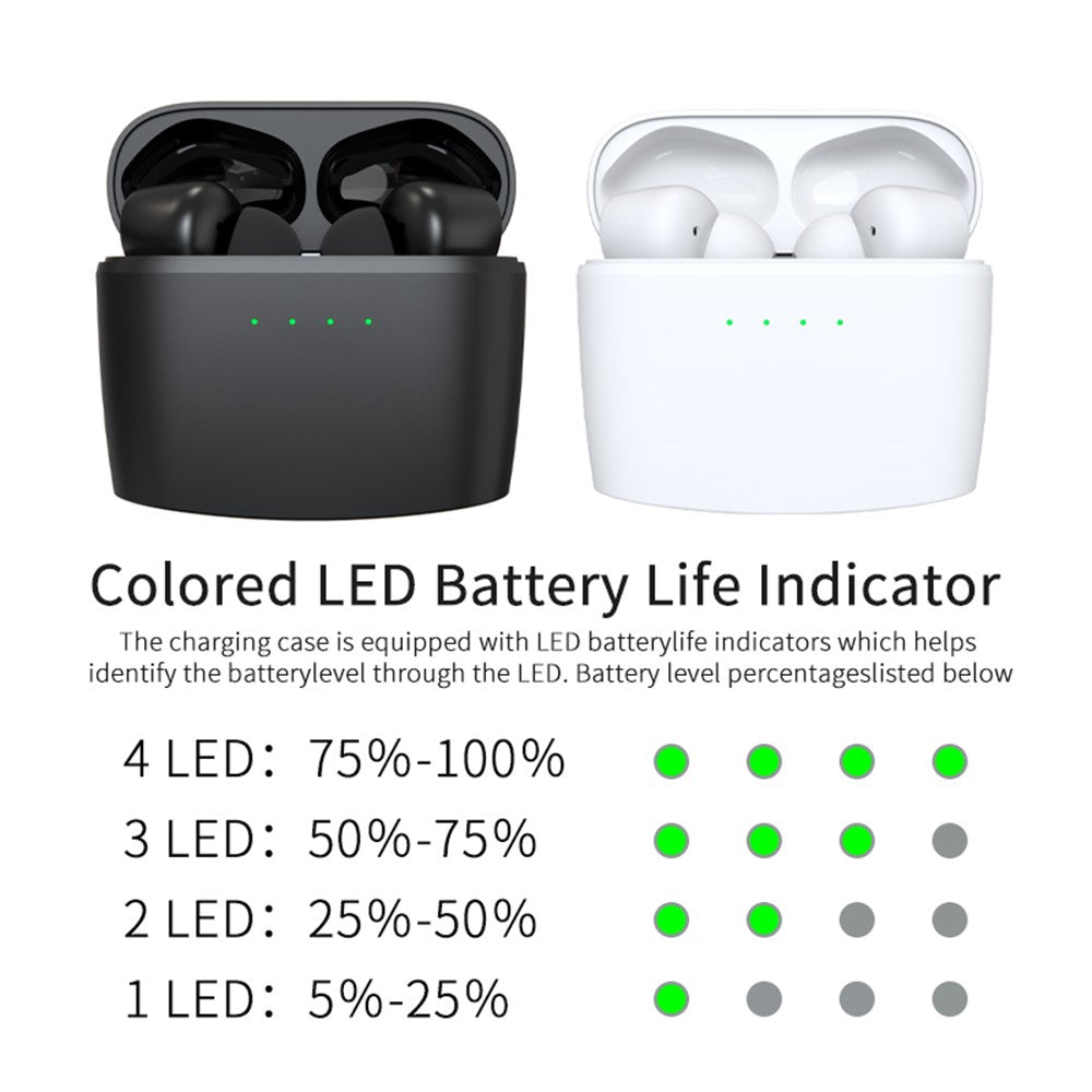 J8 Bluetooth-compatible Headphones with Indicator Light Portable TWS Earbuds Noise Reduction Wireless Headset