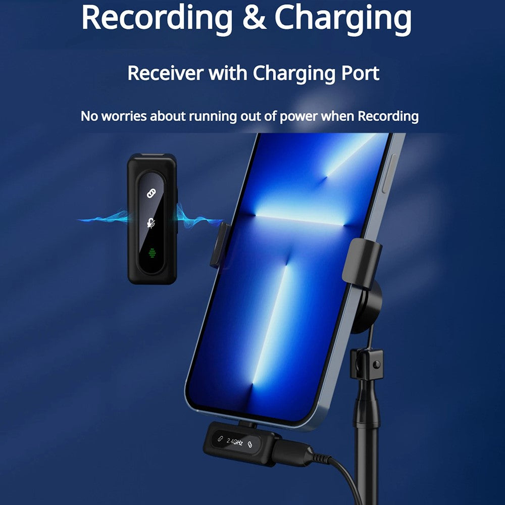 J50 Vlogging Wireless Noise Canceling Microphone Lavalier Mic (2 Microphones+1 Receiver)