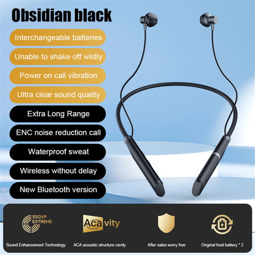 B998 Wireless Neckband Headphones Half In-Ear Bluetooth-compatible 5.3 Earphones Noise Cancelling Earbuds with Pluggable