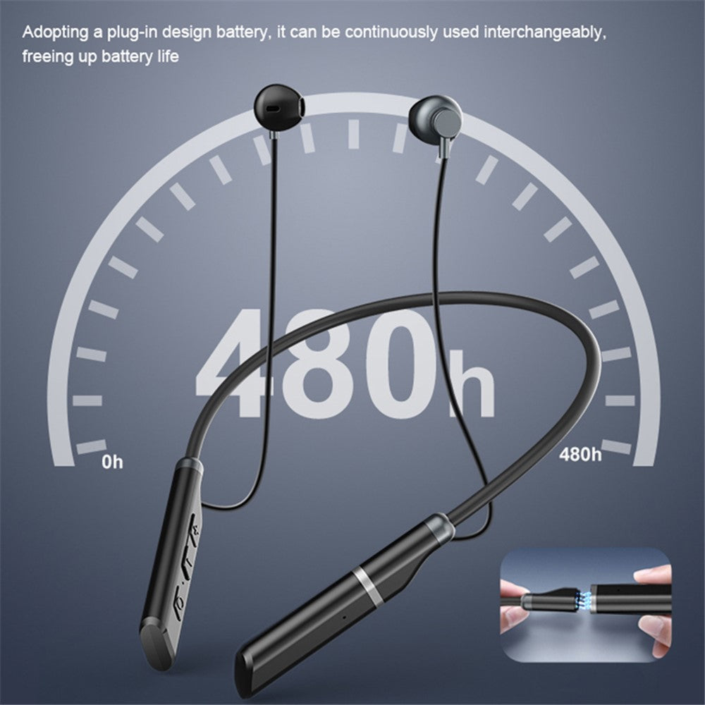 B998 Wireless Neckband Headphones Half In-Ear Bluetooth-compatible 5.3 Earphones Noise Cancelling Earbuds with Pluggable