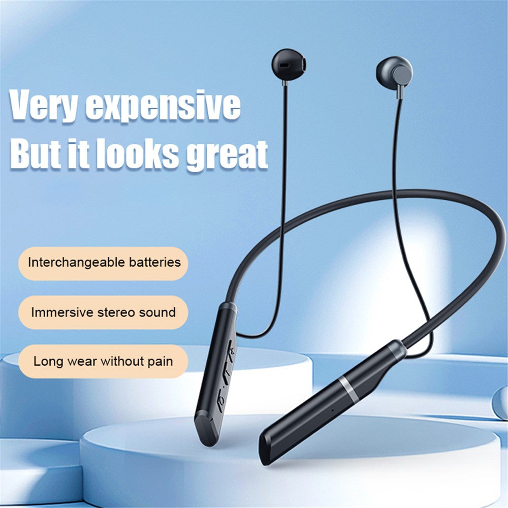 B998 Wireless Neckband Headphones Half In-Ear Bluetooth-compatible 5.3 Earphones Noise Cancelling Earbuds with Pluggable