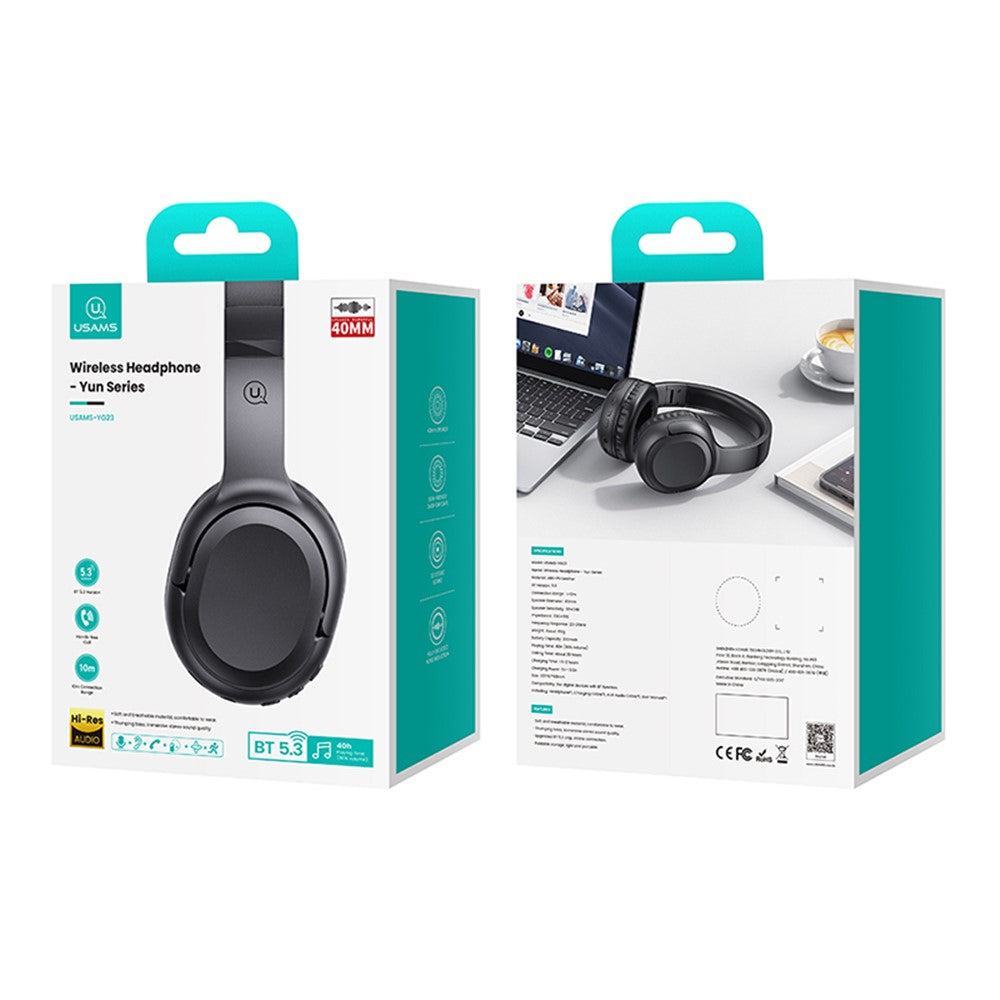 USAMS YG23 Bluetooth-compatible 5.3 Headphones Over Ear Headset Up to 40H Battery Life