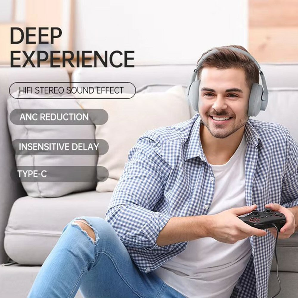 BT048 Active Noise Cancelling Wireless Headphone Bluetooth-compatible Heavy Bass Over-Ear Gaming Music Headset