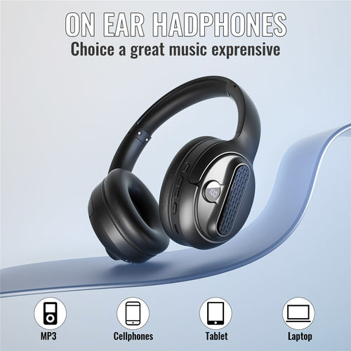 AKZ-M12 Foldable Headphones with Battery Display Bluetooth-compatible Over-Ear Headset Support TF Card