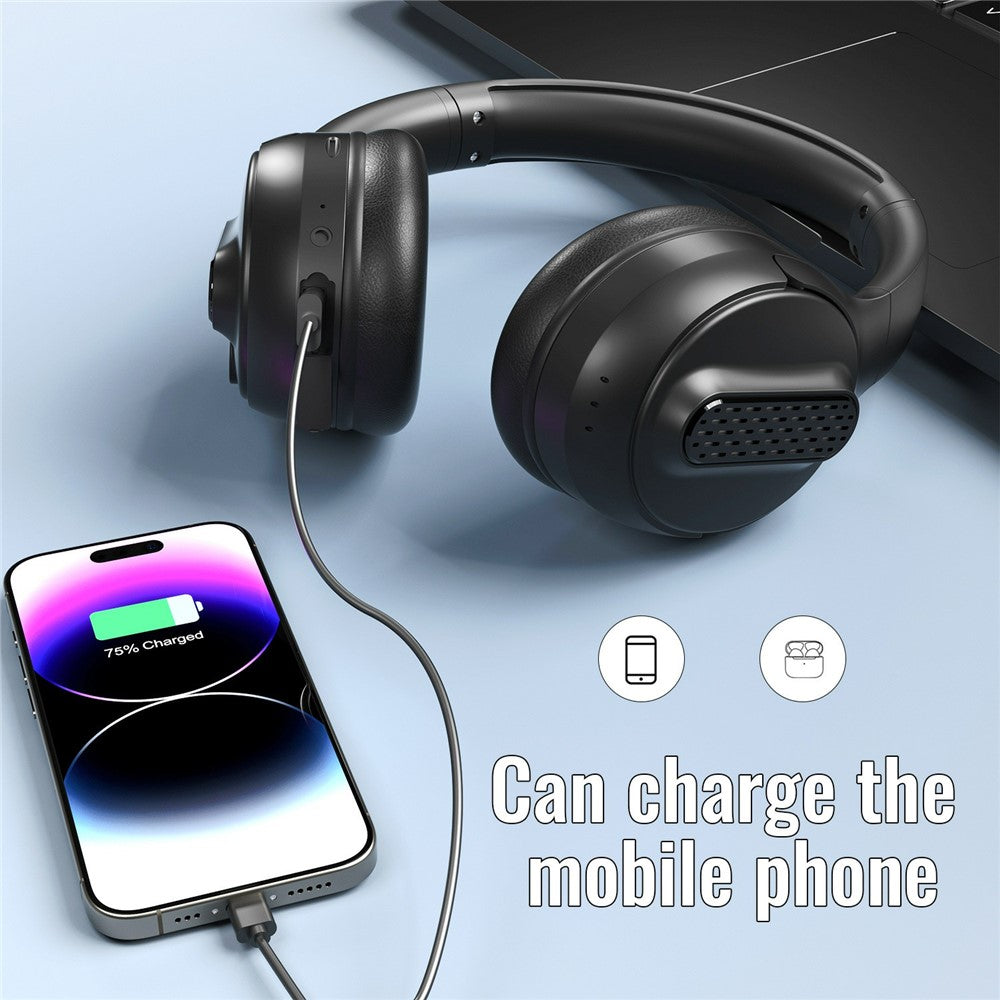 AKZ-M12 Foldable Headphones with Battery Display Bluetooth-compatible Over-Ear Headset Support TF Card