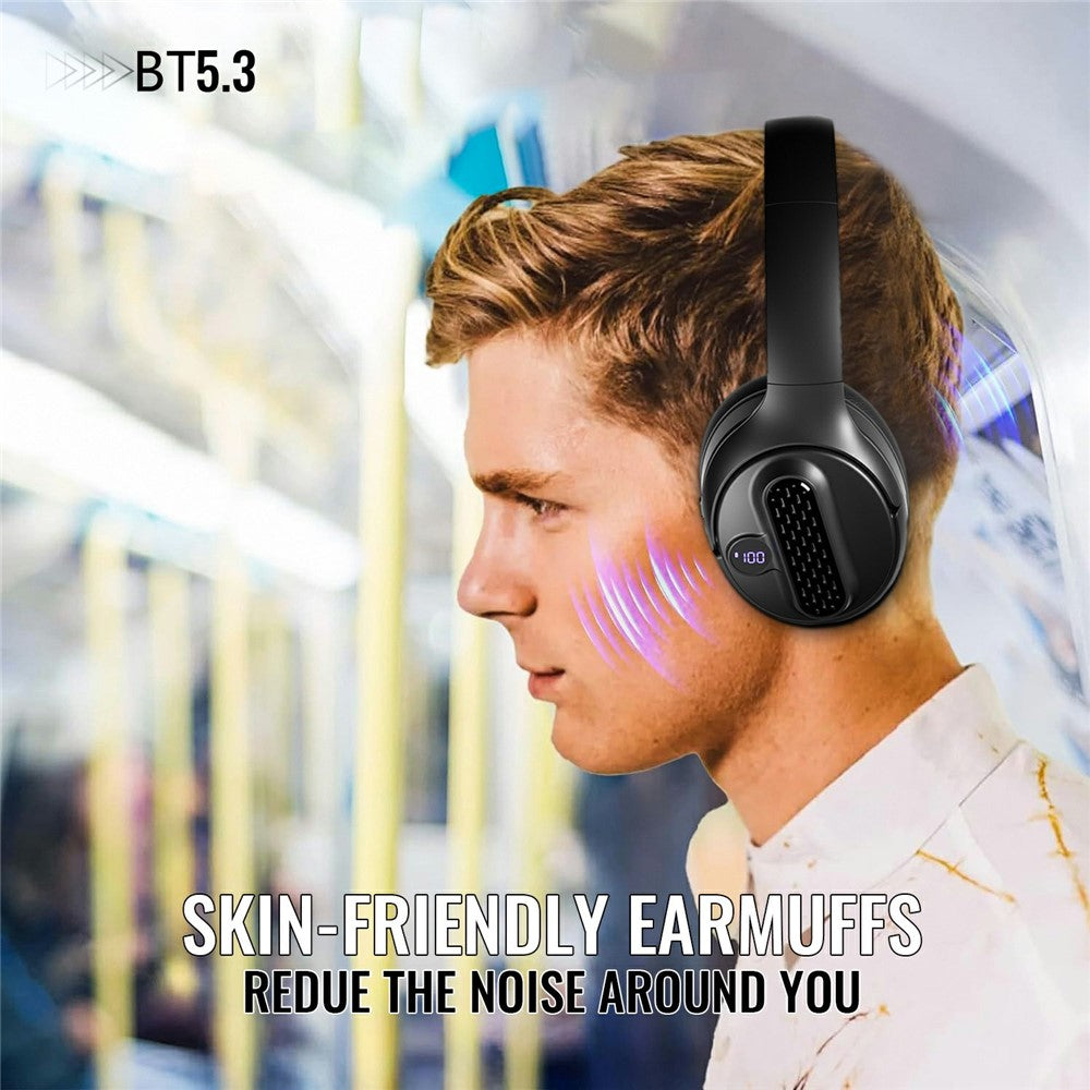 AKZ-M12 Foldable Headphones with Battery Display Bluetooth-compatible Over-Ear Headset Support TF Card