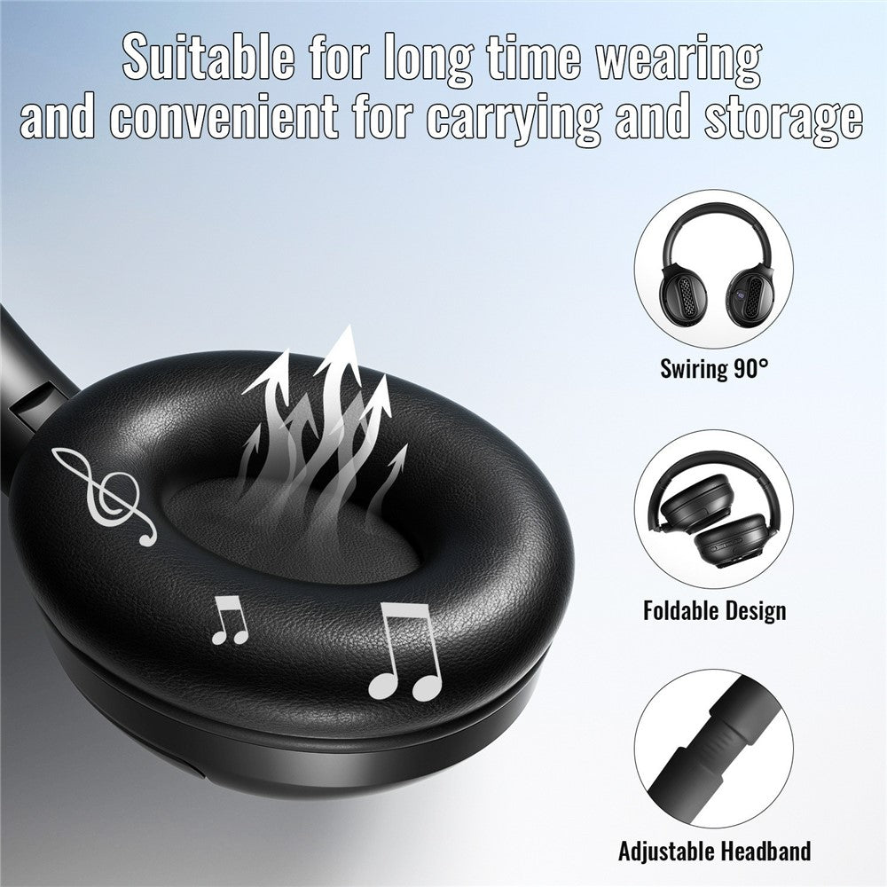 AKZ-M12 Foldable Headphones with Battery Display Bluetooth-compatible Over-Ear Headset Support TF Card